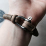 Forged Steel D Shackle Bracelet: Waxed Hemp & Paracord